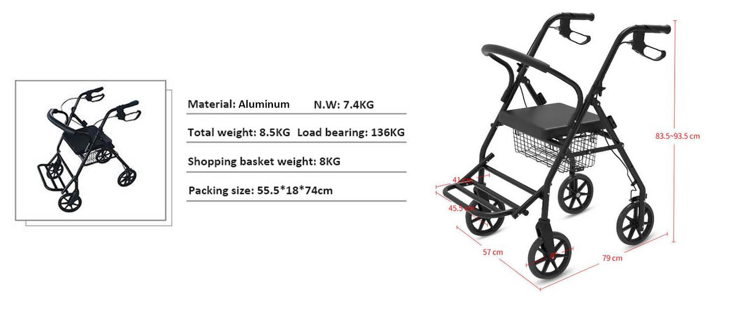 foldable four wheel walker